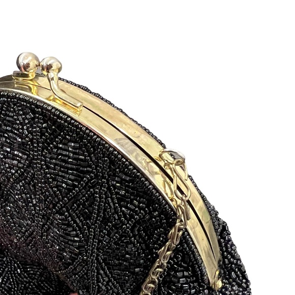 🔵 3/ $15 - Carlo Fellini Black Beaded Evening Bag - Picture 4 of 10